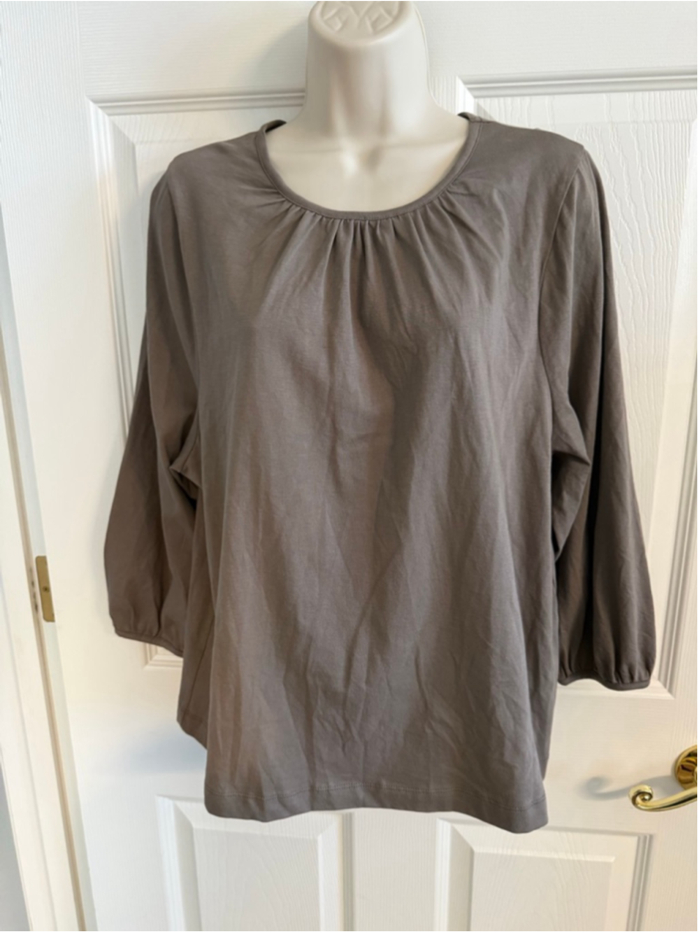 NWTS A New Day 100% Cotton Knit Peasant Blouse taupe size small